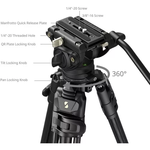 SmallRig 5201 Video Carbon Fiber Tripod Kit AD-50 Max