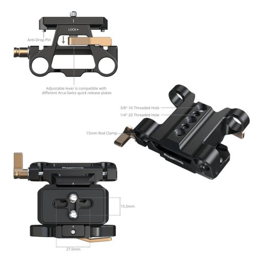 SmallRig 5365 Arca-Type Mount Plate Kit with 15mm Dual Rod Clamp