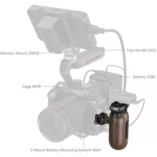 SmallRig 5239 Wooden Side Handle with NATO Clamp