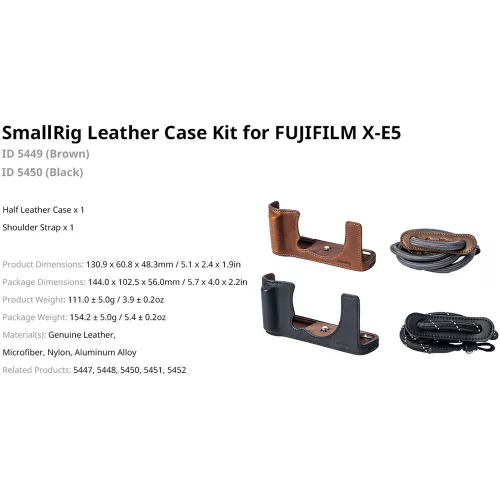 SmallRig 5450 Camera Leather Case Kit (for FUJIFILM X-E5) (black)