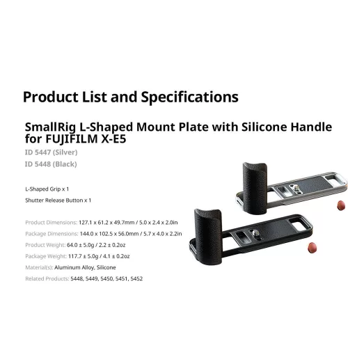 SmallRig 5448 L-Shaped Mount Plate with Silicone Handle (for FUJIFILM X-E5) (black)