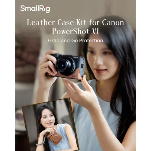 SmallRig 5385 Leather Case KIT (for Canon PowerShot V1) (brown)