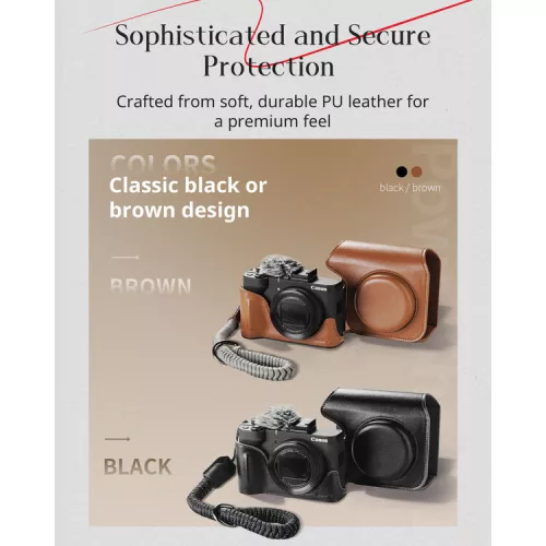 SmallRig 5385 Leather Case KIT (for Canon PowerShot V1) (brown)