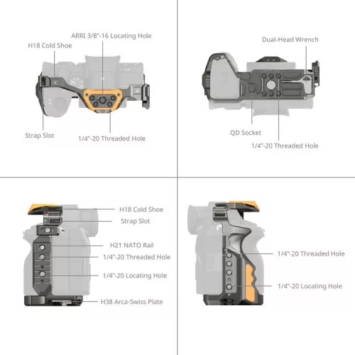 SmallRig 5518 HawkLock Quick Release Cage Kit for Sony A7R V/ A7 IV/ A7S III (Adv Ed) (Bumblebee)