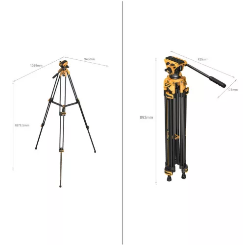 SmallRig 5523 Video Tripod with Heavy-Duty Fluid Head AD-01 (BumbleBee Edition）