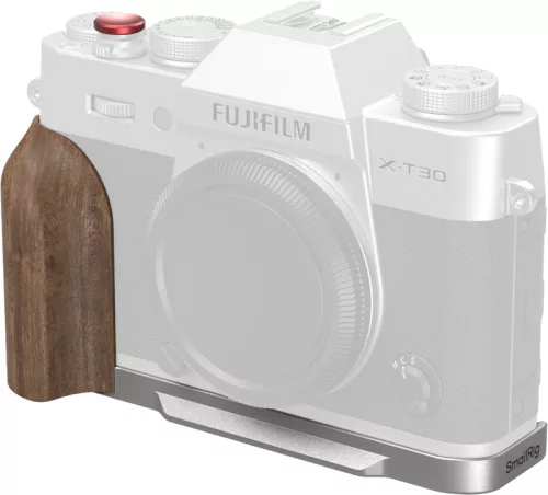 SmallRig 5667 L-Shaped Mount Plate with Wooden Handle for FUJIFILM T30 / T30 II / X-T30 III Silver