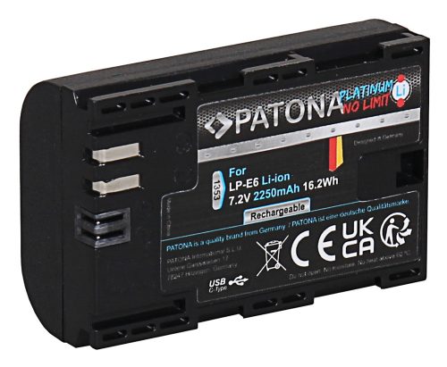 PATONA LP-E6 PLATINUM akkumulátor (USB-C) (2.250mAh) (for Canon) (1353)