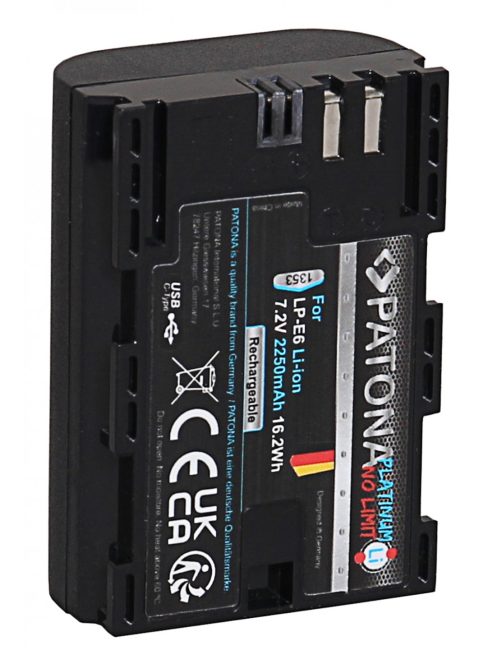 PATONA LP-E6 PLATINUM akkumulátor (USB-C) (2.250mAh) (for Canon) (1353)