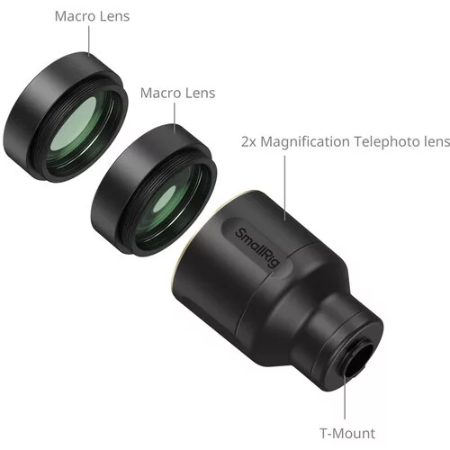 SmallRig 5334 2× Magnification Telephoto & Macro Lens Kit for Phones (T-Mount)