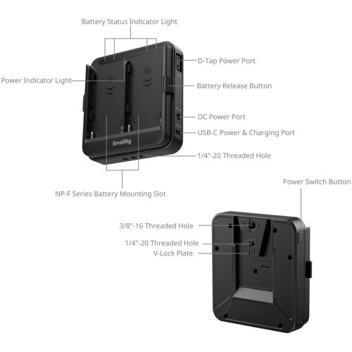 SmallRig 5536 Adapter Plate (for Sony NP‑F Batteries) (D-TAP, USB-C, DC, V-MOUNT)