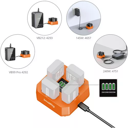 SmallRig 5749 Four-Channel Camera Battery Charger for NP-FW50