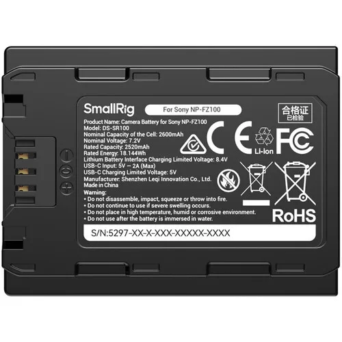 SmallRig 5297 USB-C Camera Battery with Power Display for Sony NP-FZ100