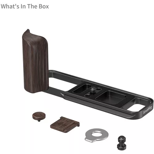 SmallRig 6237 L-Shaped Mount Plate with Wooden Handle for FUJIFILM X-E5 (Ebony, Black)