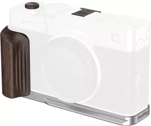 SmallRig 6236 L-Shaped Mount Plate with Wooden Handle for FUJIFILM X-E5 (Ebony, Silver)