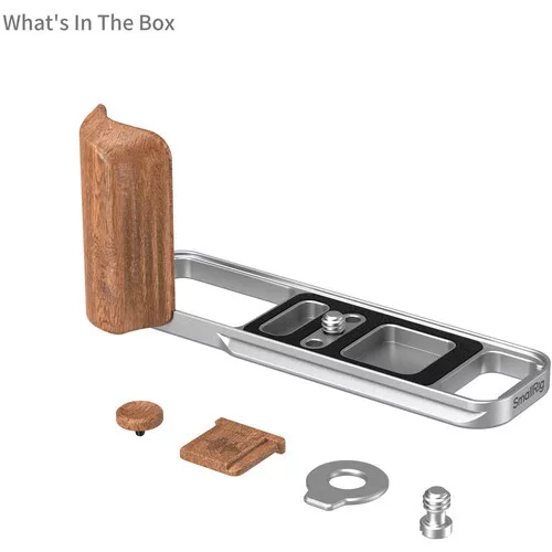 SmallRig 5984 L-Shaped Mount Plate with Wooden Handle for FUJIFILM X-E5 (Rosewood, Silver)