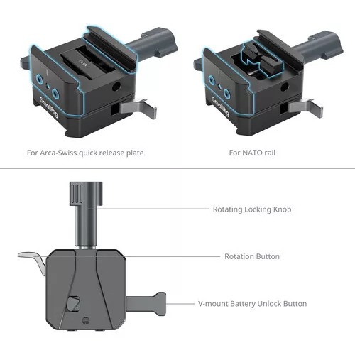 SmallRig 5690 V-Mount Battery Mount Plate Kit for Arca-Swiss Plate / NATO Rail