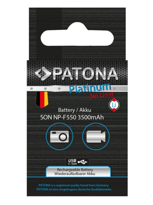 PATONA NP-F550 PLATINUM akkumulátor (USB-C) (3.500mAh) (for Sony) (1375)