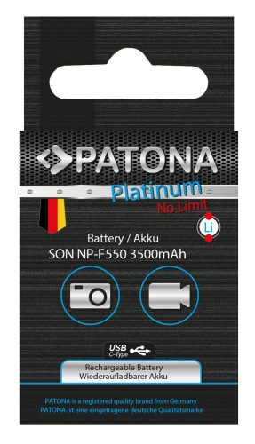 PATONA NP-F550 PLATINUM akkumulátor (USB-C) (3.500mAh) (for Sony) (1375)