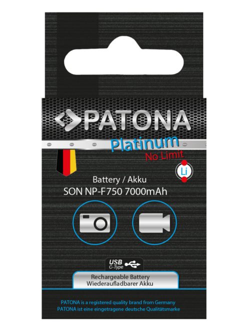 PATONA NP-F750 PLATINUM akkumulátor (USB-C) (7.000mAh) (for Sony) (1376)