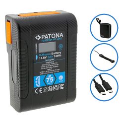   PATONA V-Mount BP-75W PLATINUM akkumulátor (LCD) (D-TAP + USB-A + USB-C + DC) (74Wh / 5.000mAh) (1382)