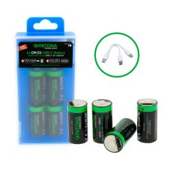   PATONA CR123A PREMIUM akkumulátor (USB-C) (800mAh) (4db) (1388)