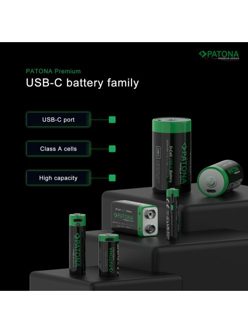 PATONA CR123A PREMIUM akkumulátor (USB-C) (800mAh) (4db) (1388)