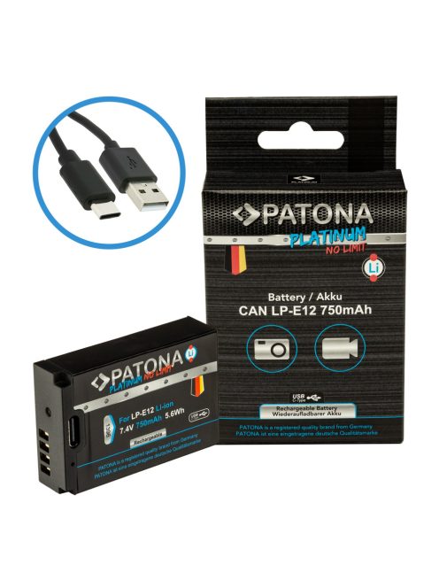 PATONA LP-E12 PLATINUM akkumulátor (750mAh) (USB-C) (for Canon) (1396)