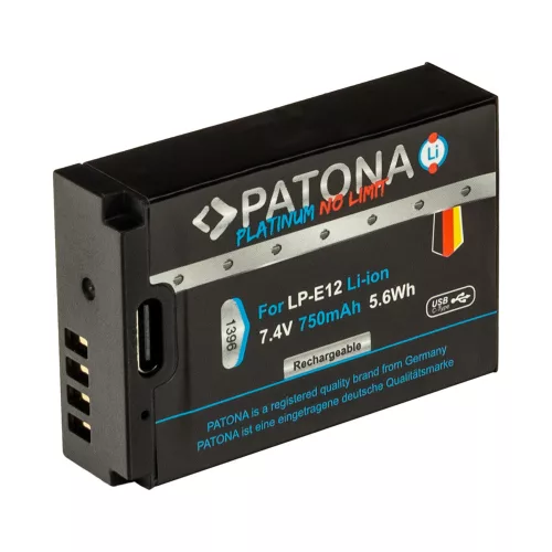 PATONA LP-E12 PLATINUM akkumulátor (750mAh) (USB-C) (for Canon) (1396)