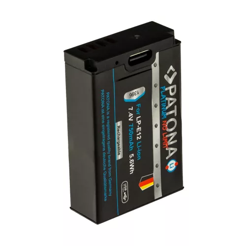 PATONA LP-E12 PLATINUM akkumulátor (750mAh) (USB-C) (for Canon) (1396)