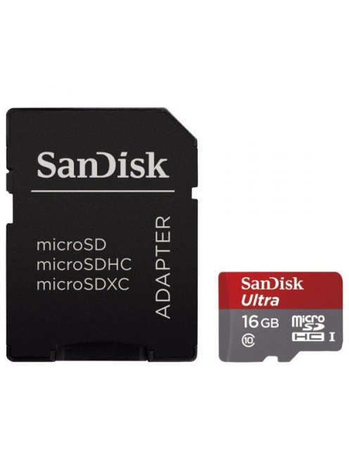 SanDisk micro SDHC 16 GB memóriakártya (Cl10) + Adapter
