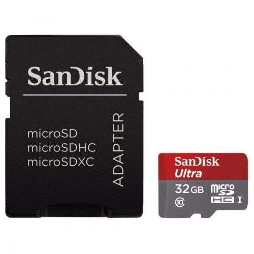 SanDisk micro SDHC 32 GB memóriakártya (Cl10) + Adapter