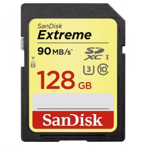 SanDisk SDXC Extreme kártya 128 GB (Cl10) (UHS-I) (90MB/s)