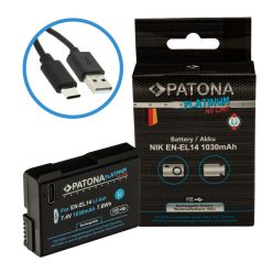   PATONA EN-EL14 PLATINUM akkumulátor (1.030mAh) (USB-C) (for Nikon) (1400)