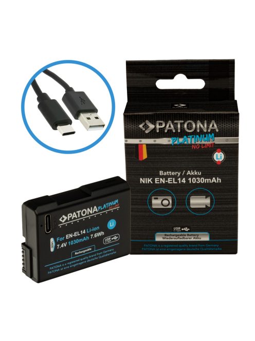 PATONA EN-EL14 PLATINUM akkumulátor (1.030mAh) (USB-C) (for Nikon) (1400)