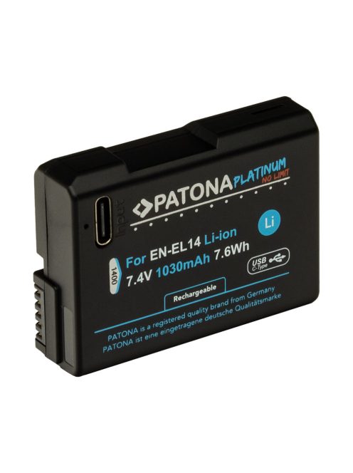 PATONA EN-EL14 PLATINUM akkumulátor (1.030mAh) (USB-C) (for Nikon) (1400)