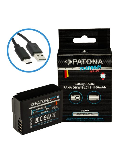 PATONA DMW-BLC12 PLATINUM akkumulátor (1.100mAh) (USB-C) (for Panasonic) (1402)