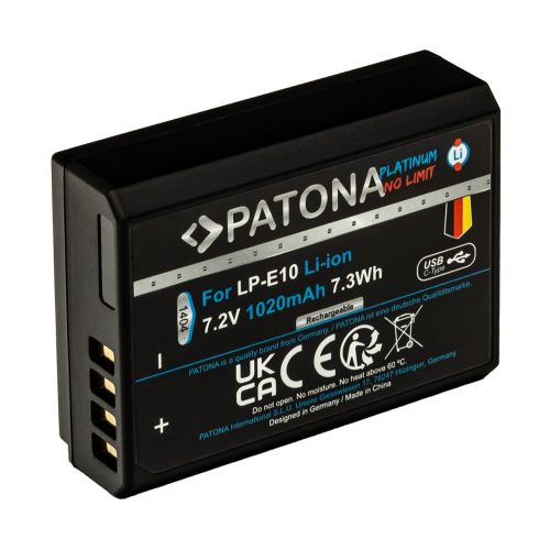 PATONA LP-E10 PLATINUM akkumulátor (1.020mAh) (USB-C) (for Canon) (1404)