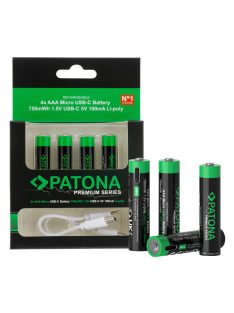   PATONA AAA PREMIUM akkumulátor (USB-C) (500mAh) (4db) (1409)