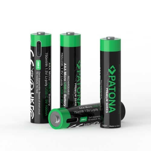 PATONA AAA PREMIUM akkumulátor (USB-C) (500mAh) (4db) (1409)