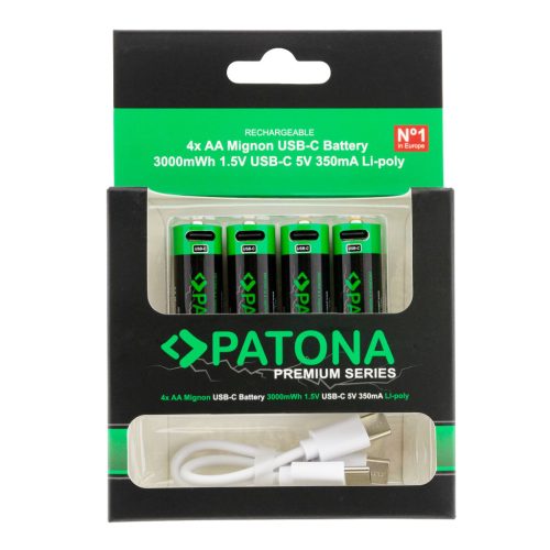 PATONA AA PREMIUM akkumulátor (USB-C) (2.000mAh) (4db) (1410)