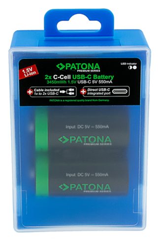 PATONA C (bébi) (LR14) PREMIUM akkumulátor (USB-C) (2.300mAh) (2db) (1411)