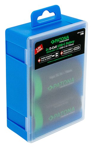 PATONA D (góliát) (LR20) PREMIUM akkumulátor (USB-C) (4.000mAh) (2db) (1412)