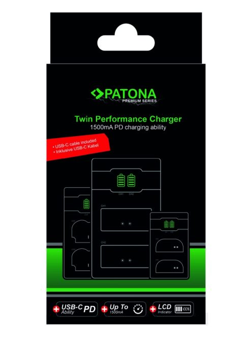 PATONA Premium Twin Performance PD akkumulátor töltő (for Panasonic DMW-BLF19, DMW-BLK22) (161942)