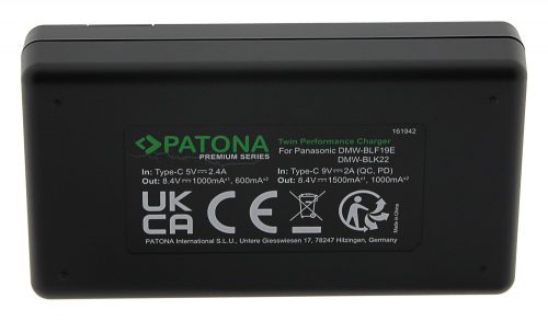 PATONA Premium Twin Performance PD akkumulátor töltő (for Panasonic DMW-BLF19, DMW-BLK22) (161942)
