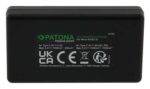 PATONA Premium Twin Performance PD akkumulátor töltő (for Nikon N-EL15) (161965)