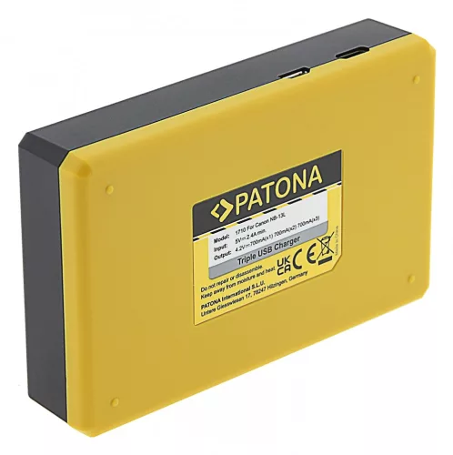 PATONA  CB-2LHE TRIPLE (LCD) akkumulátor töltő (tripla) (for Canon NB-13L / NB-12L) (USB-C) (1710)