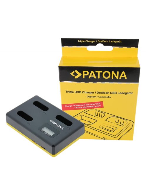 PATONA TRIPLE (LCD) akkumulátor töltő (tripla) (for Sony NP-BX1) (USB-C) (1711)