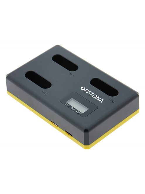 PATONA TRIPLE (LCD) akkumulátor töltő (tripla) (for Sony NP-BX1) (USB-C) (1711)