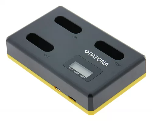 PATONA TRIPLE (LCD) akkumulátor töltő (tripla) (for Sony NP-BX1) (USB-C) (1711)