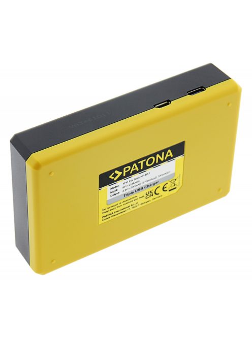 PATONA TRIPLE (LCD) akkumulátor töltő (tripla) (for Sony NP-BX1) (USB-C) (1711)